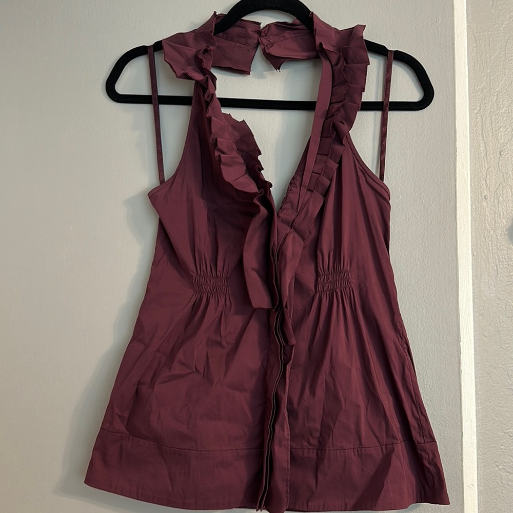 Gorgeous color purple 💜 Max Azira BCBG Halter Top with Ruffle detail